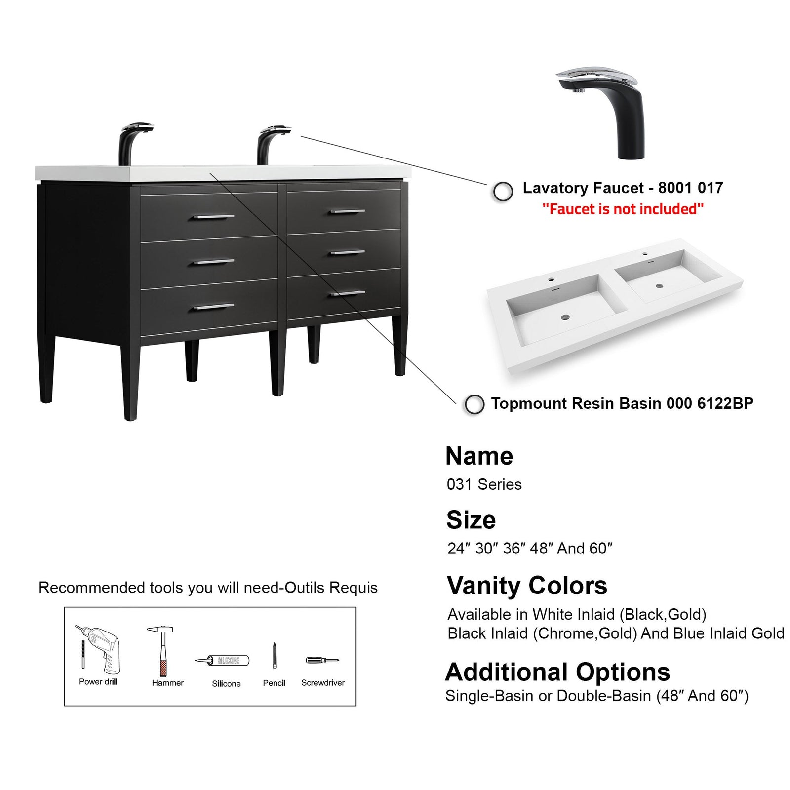 031 Series-60 Inch Bathroom Vanity Set