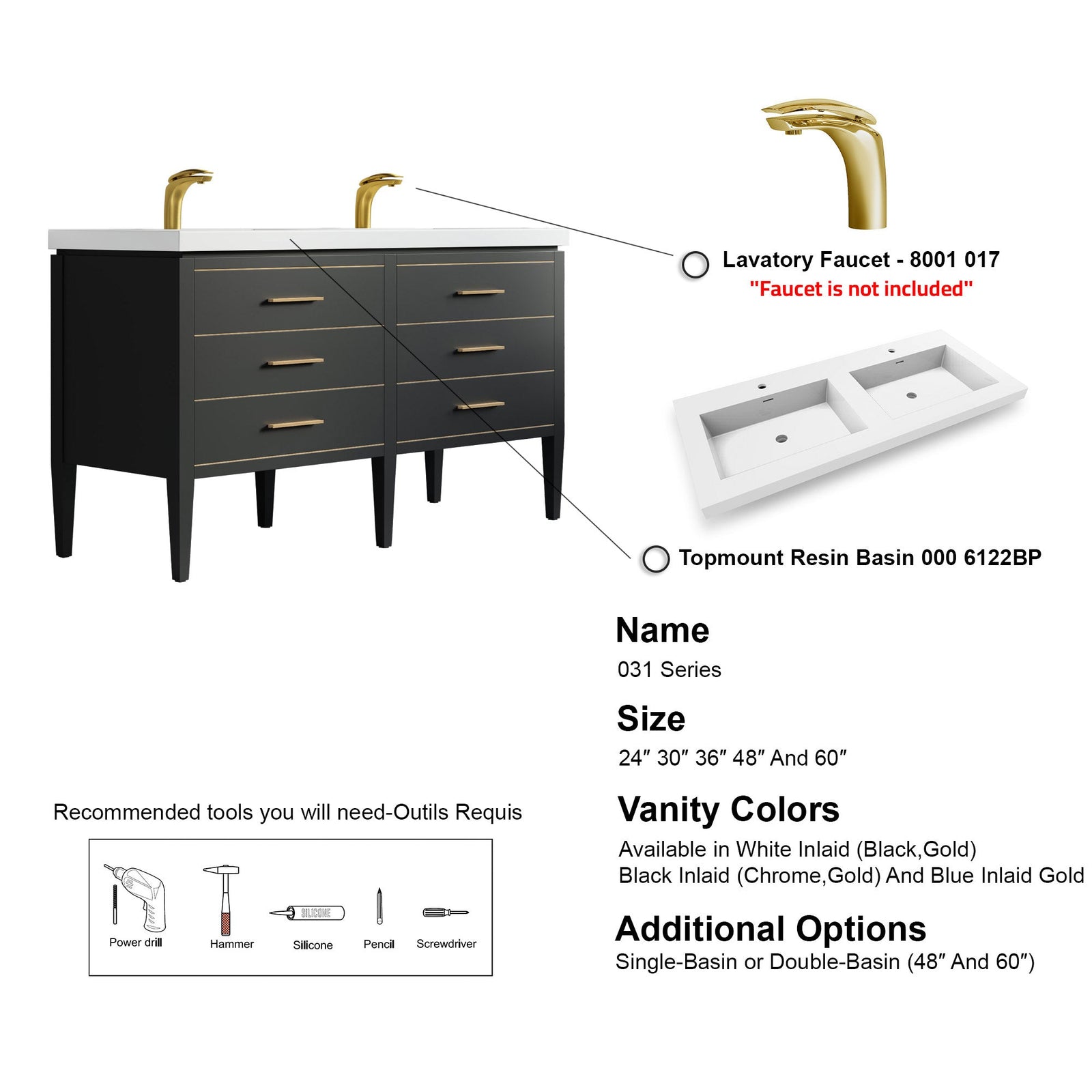 031 Series-60 Inch Bathroom Vanity Set