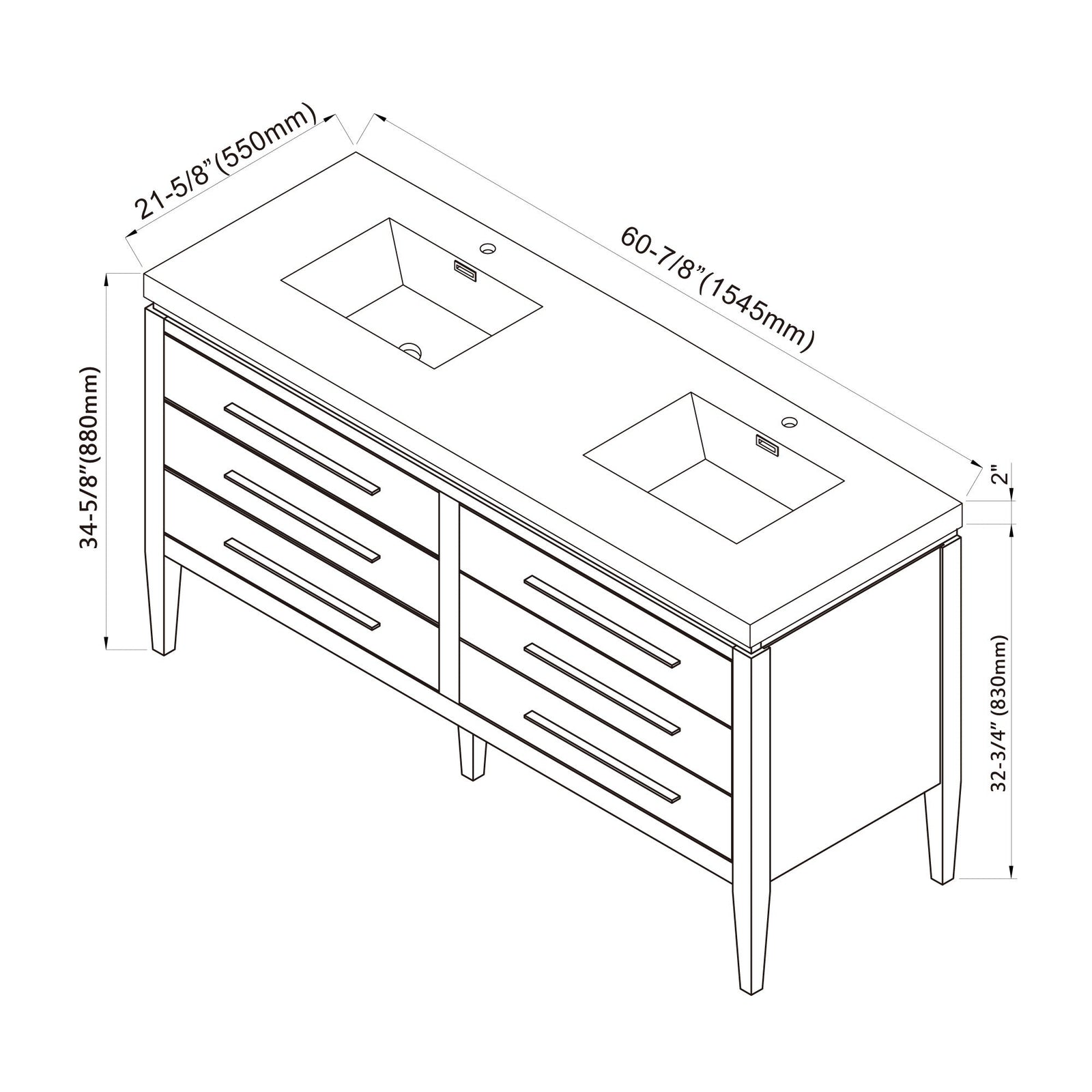 031 Series-60 Inch Bathroom Vanity Set