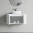 Dowell 36" Wall-Mounted/Floating Fluted Bathroom Vanity Combination Set - One 24" Fluted Base Vanity, Two Fluted Arc Sides, One Sintered Stone Top, One Fluted Vessel Sink - 032 36R Series
