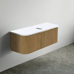 Dowell 48" Wall-Mounted/Floating Fluted Bathroom Vanity Combination Set - One 36" Fluted Base Vanity, Two Fluted Arc Sides, One Sintered Stone Top, With/Without One Fluted Vessel Sink - 032 48R Series
