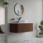 Dowell 48" Wall-Mounted/Floating Fluted Bathroom Vanity Combination Set - One 36" Fluted Base Vanity, Two Fluted Arc Sides, One Sintered Stone Top, With/Without One Fluted Vessel Sink - 032 48R Series