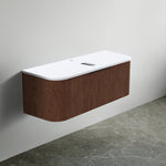 Dowell 48" Wall-Mounted/Floating Fluted Bathroom Vanity Combination Set - One 36" Fluted Base Vanity, Two Fluted Arc Sides, One Sintered Stone Top, With/Without One Fluted Vessel Sink - 032 48R Series