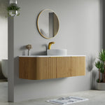 Dowell 60" Wall-Mounted/Floating Fluted Bathroom Vanity Combination Set - One 48" Fluted Base Vanity, Two Fluted Arc Sides, One Sintered Stone Top, One/Two One Fluted Vessel Sinks - 032 60R Series