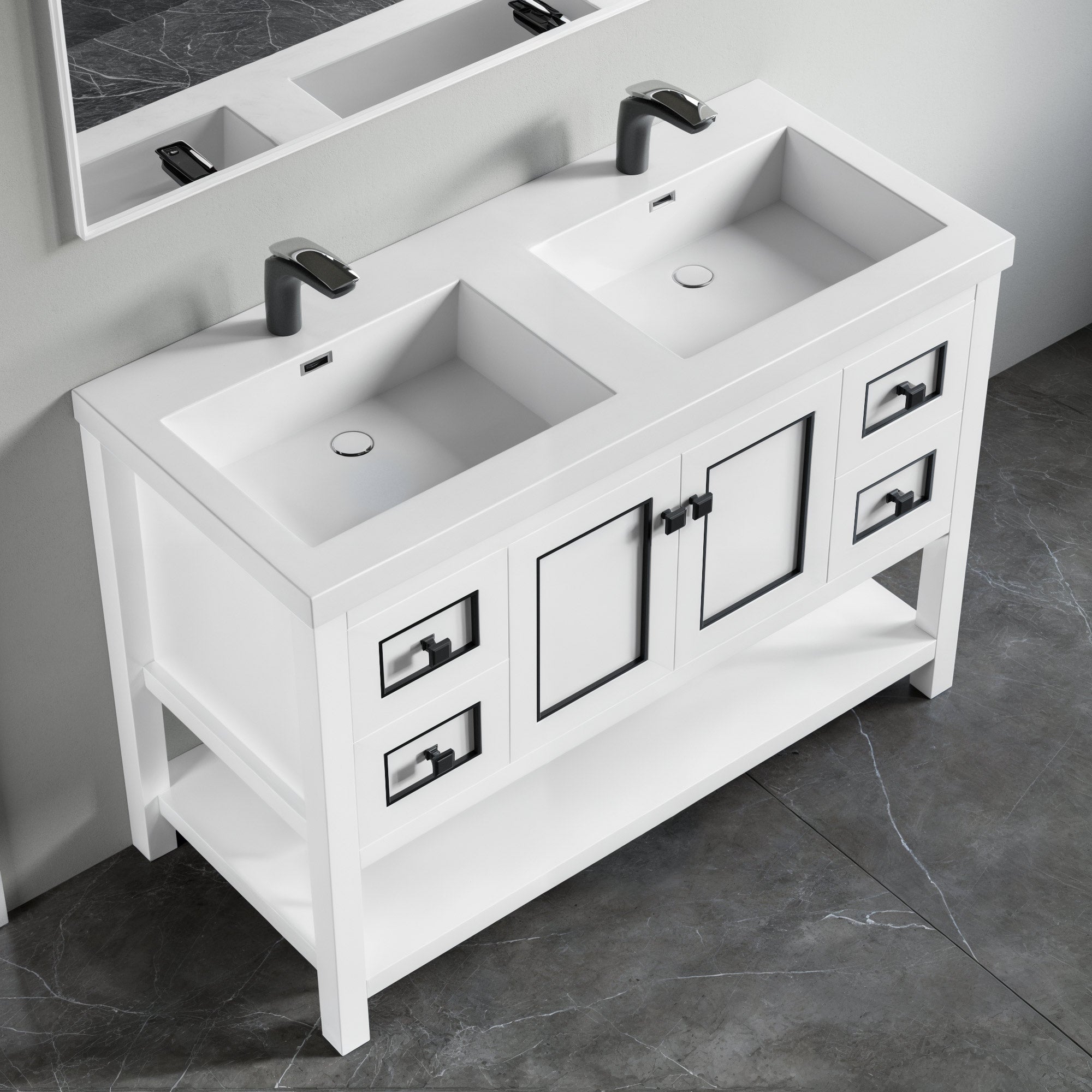 Dowell 48" Freestanding Bathroom Vanity with Single, Double or No Basin ¡°(Two Soft-Close Doors, Two Soft-Close Drawers, One Shelf - 036 48 Series