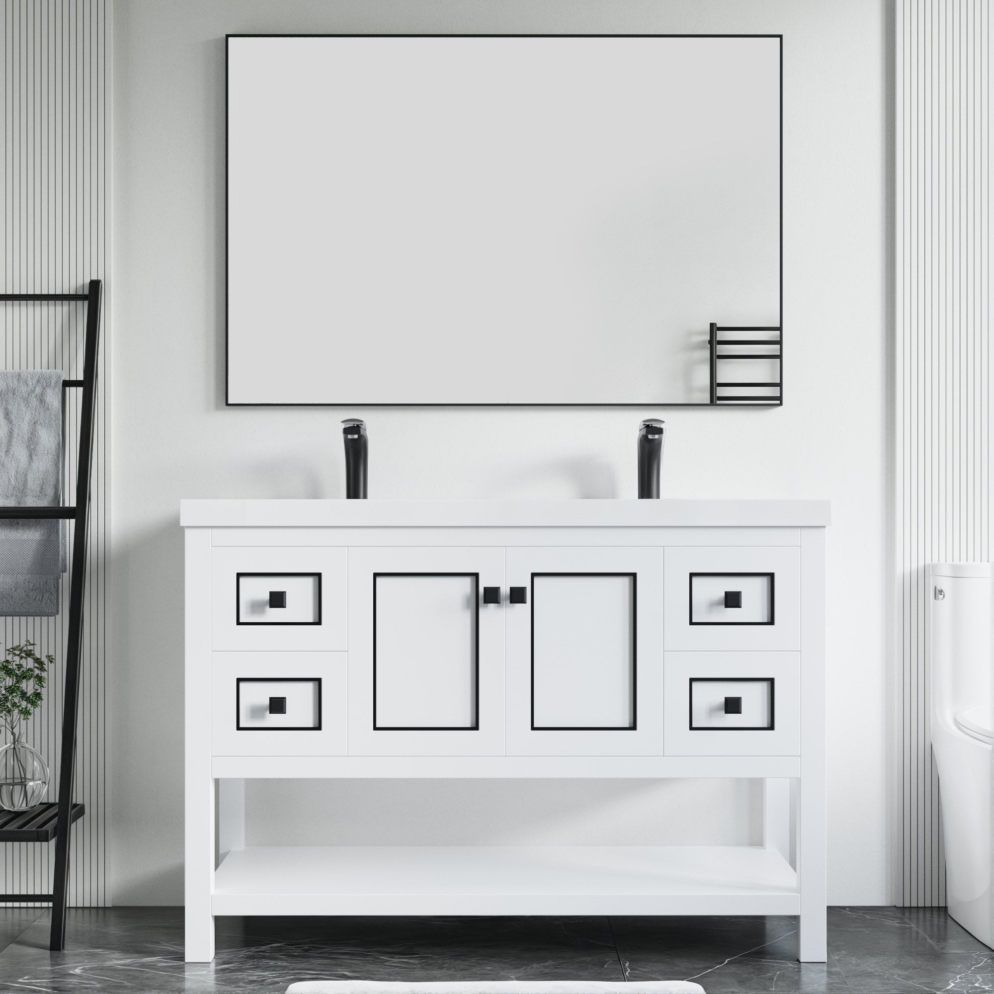 Dowell 48" Freestanding Bathroom Vanity with Single, Double or No Basin ¡°(Two Soft-Close Doors, Two Soft-Close Drawers, One Shelf - 036 48 Series