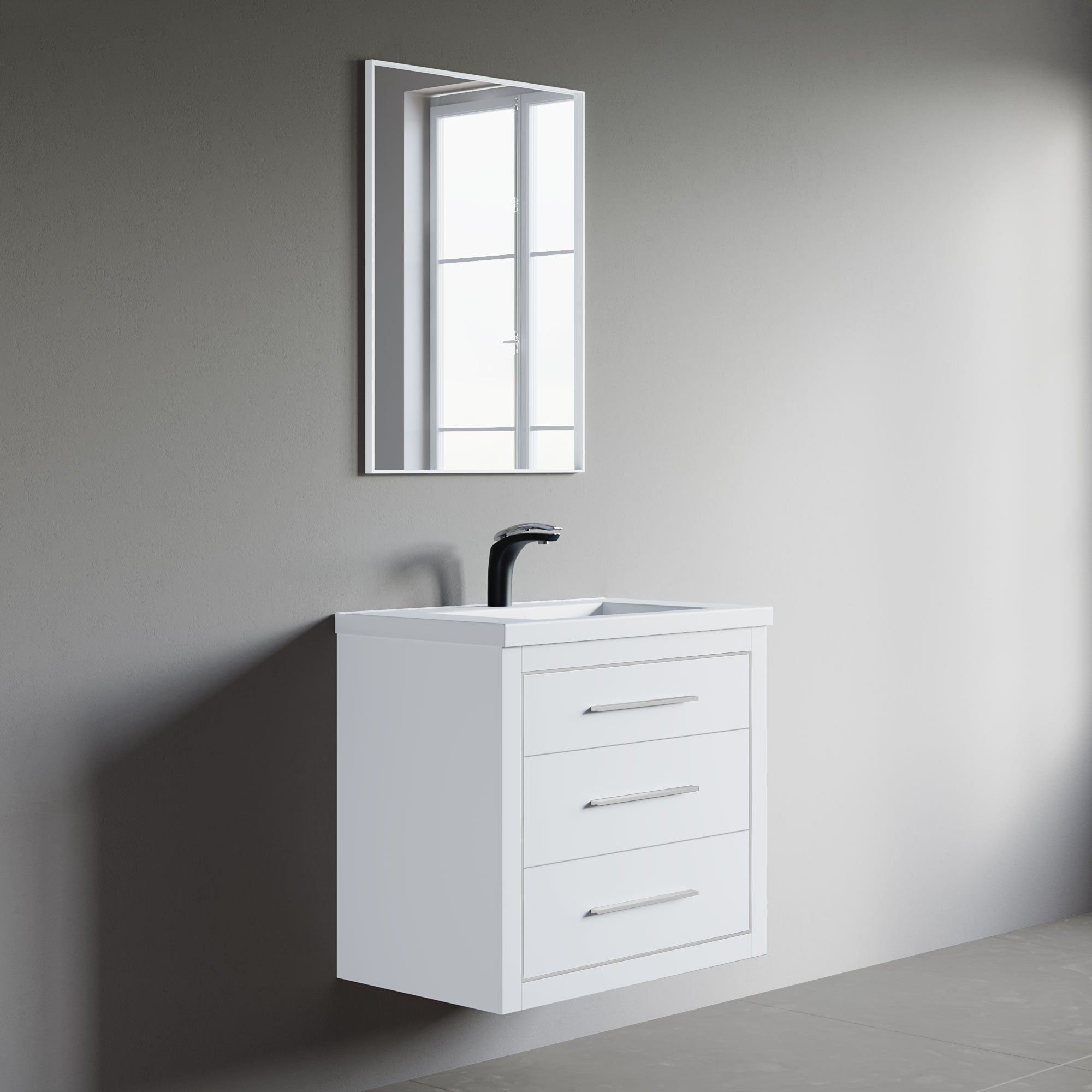 Dowell 30" Wall-Mounted/Floating Bathroom Vanity with Single Basin - Two Soft-Close Drawers - 041 30  Series