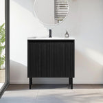 Dowell 30 Inch Bathroom Vanity with Sink Combo,Freestanding Bathroom Sink Cabinet with Ceramic Basin 2 Soft Closing Doors Wood Sink Vanity,Adjustable Shelves - 042 30 Series