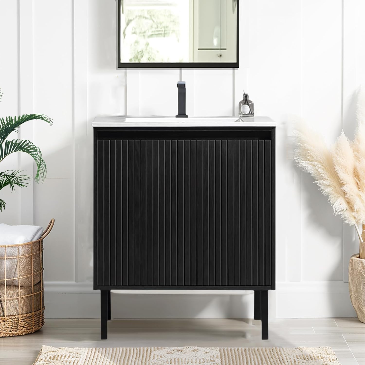 Dowell 36 Inch Bathroom Vanity with Sink Combo,Freestanding Bathroom Sink Cabinet with Ceramic Basin 2 Soft Closing Doors Wood Sink Vanity,Adjustable Shelves - 042 36 Series