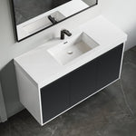 Dowell 48" Wall-Mounted or Freestanding Bathroom Vanity Set-White Assembled Vanity Base with 3 Soft-Close Doors & White Resin Single Basin Sink - 057 48 Series