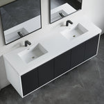 Dowell 72" Wall-Mounted or Freestanding Bathroom Vanity Set ¡°(White Assembled Vanity Base with 5 Soft-Close & White Resin Double Basin Sink- 057 72 Series