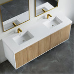 Dowell 72" Wall-Mounted or Freestanding Bathroom Vanity Set ¡°(White Assembled Vanity Base with 5 Soft-Close & White Resin Double Basin Sink- 057 72 Series