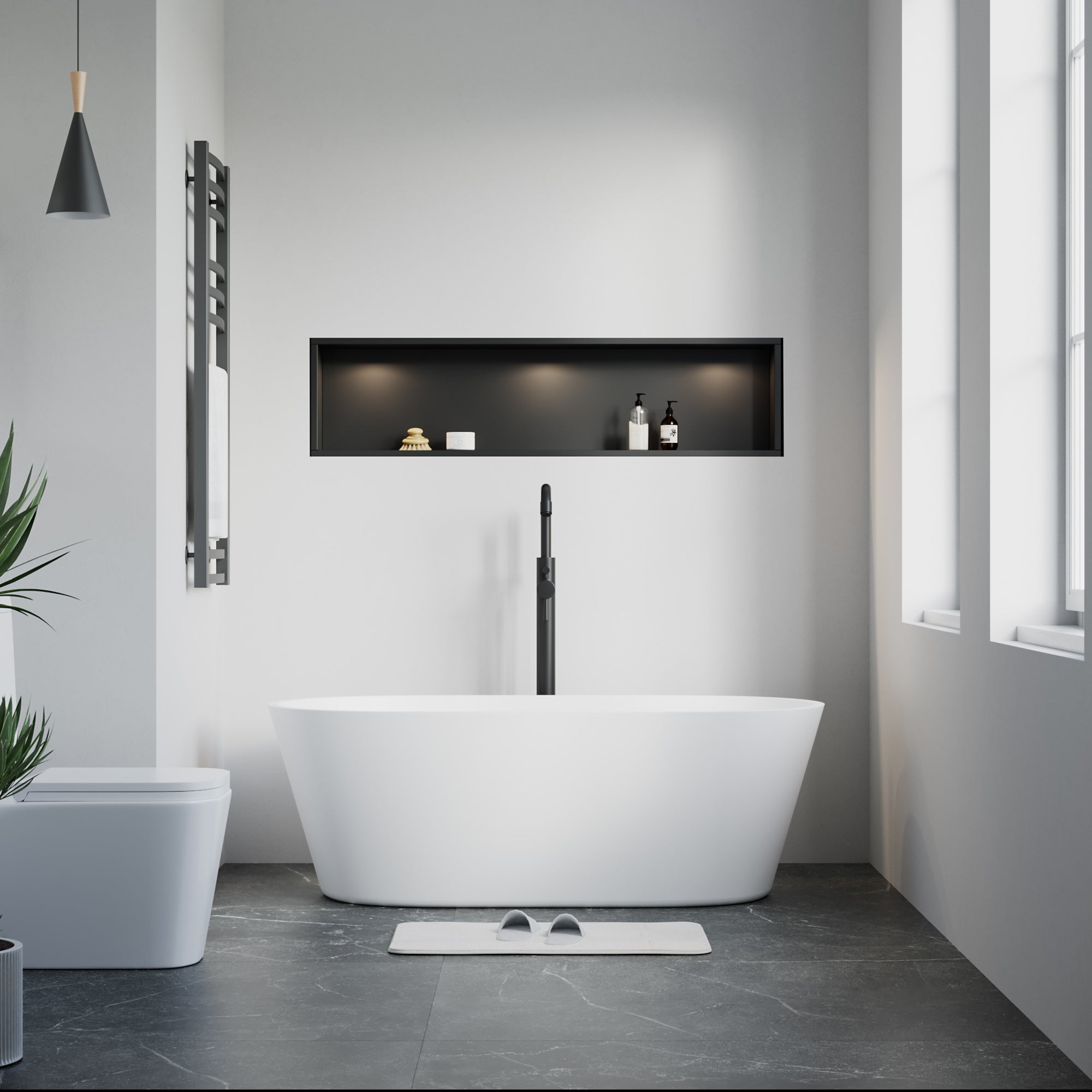 Dowell 59-1/8" Freestanding Stone Resin Oval Bathtub - 70 Gallon Capacity - 077 Series