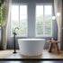 Dowell 47-1/4" Freestanding White Stone Resin Round Bathtub - 77 Gallon Capacity - 078 48 01 Series