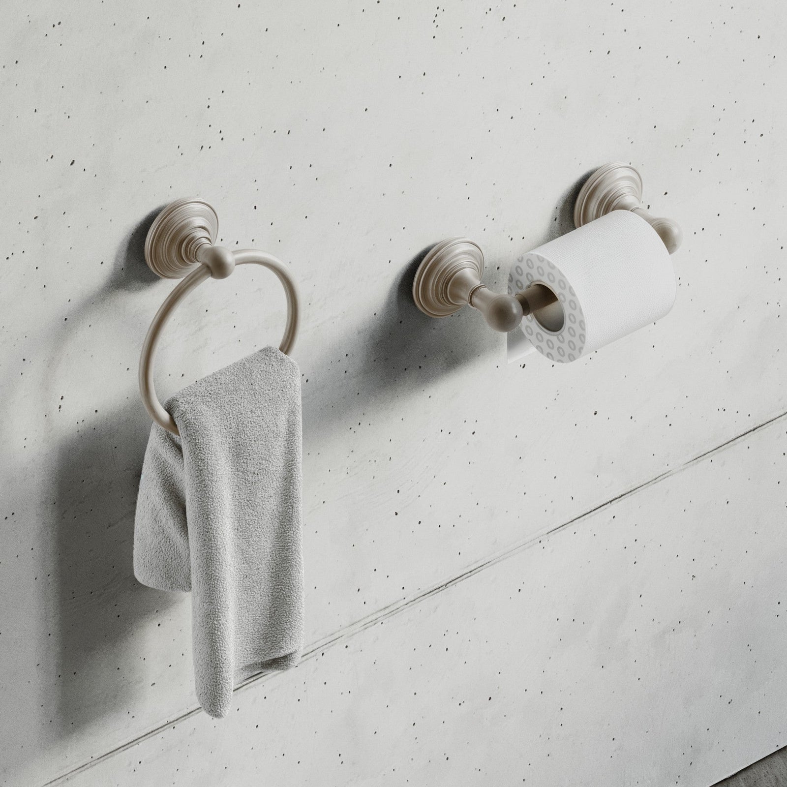 Dowell 4-Piece Bathroom Accessory Set- Rounded Design - Bath Towel Bar, Hand Towel Ring, Toilet Paper Holder, Towel/Robe Hook - 1003 41 Series