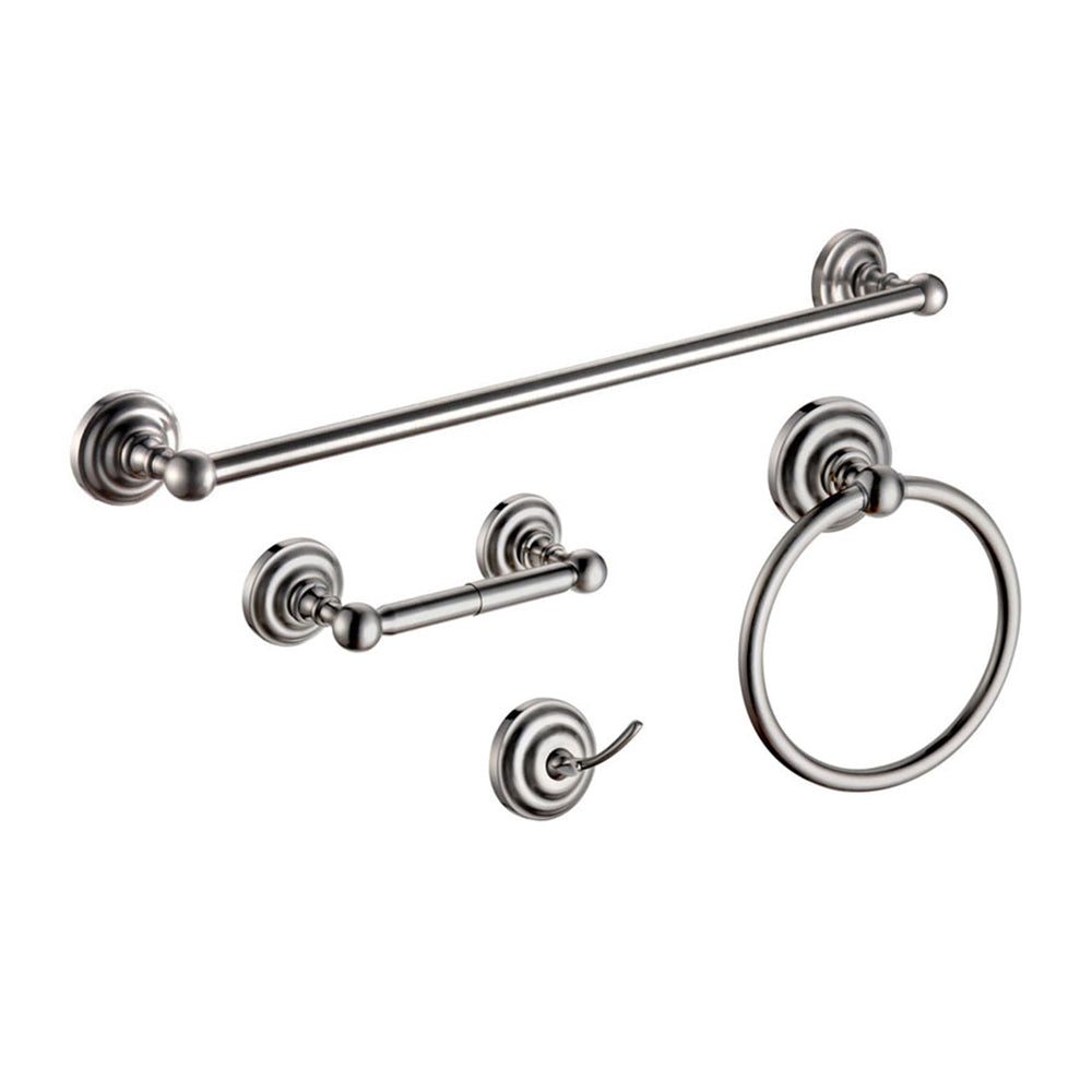 Dowell 4-Piece Bathroom Accessory Set- Rounded Design - Bath Towel Bar, Hand Towel Ring, Toilet Paper Holder, Towel/Robe Hook - 1003 41 Series