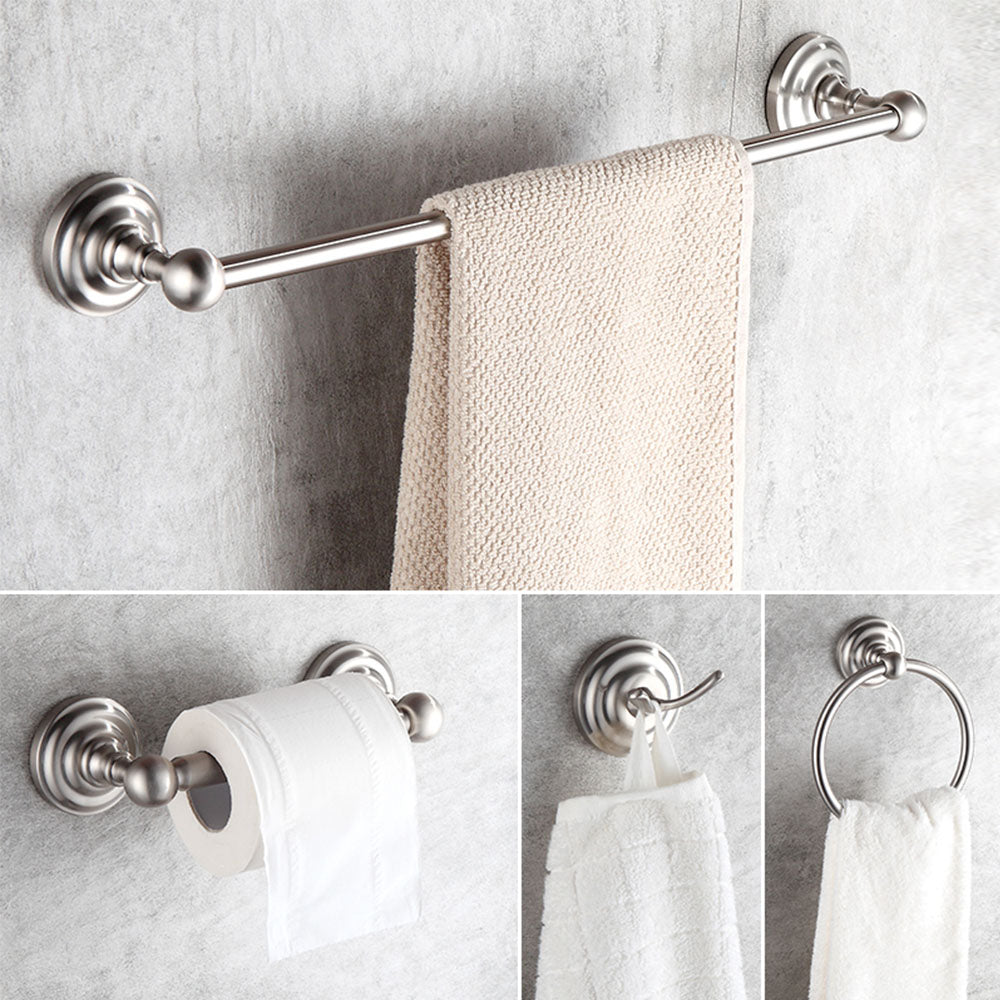 Dowell 4-Piece Bathroom Accessory Set- Rounded Design - Bath Towel Bar, Hand Towel Ring, Toilet Paper Holder, Towel/Robe Hook - 1003 41 Series