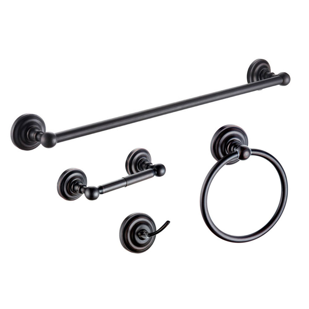 Dowell 4-Piece Bathroom Accessory Set- Rounded Design - Bath Towel Bar, Hand Towel Ring, Toilet Paper Holder, Towel/Robe Hook - 1003 41 Series