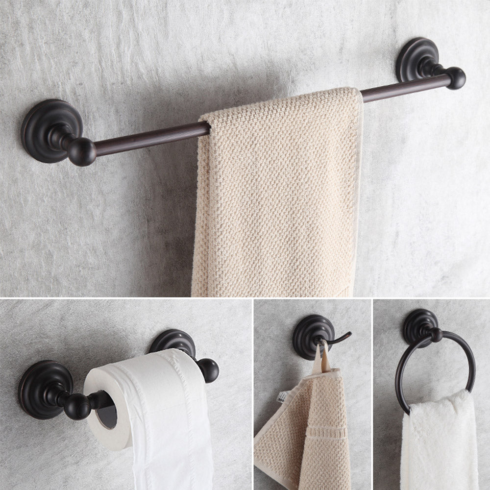 Dowell 4-Piece Bathroom Accessory Set- Rounded Design - Bath Towel Bar, Hand Towel Ring, Toilet Paper Holder, Towel/Robe Hook - 1003 41 Series