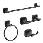 Dowell 4-Piece Bathroom Accessory Set- Rectangular Design - Bath Towel Bar, Hand Towel Ring, Toilet Paper Holder, Towel/Robe Hook - 1004 41 Series