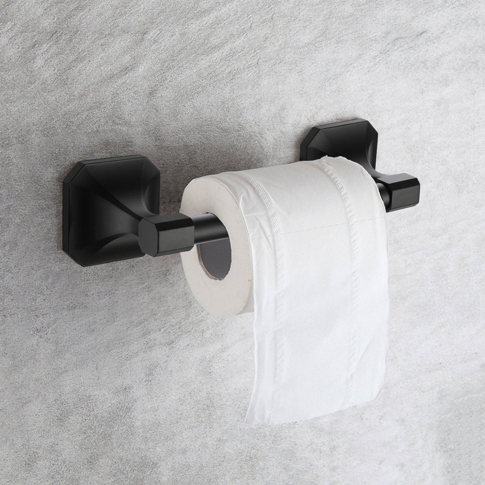 Dowell 4-Piece Bathroom Accessory Set- Rectangular Design - Bath Towel Bar, Hand Towel Ring, Toilet Paper Holder, Towel/Robe Hook - 1004 41 Series