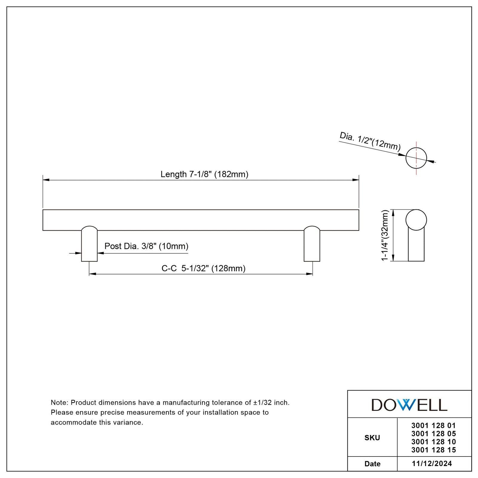 Dowell Cabinet Handle, Bar Pulls, Zinc Alloy-3011 Series