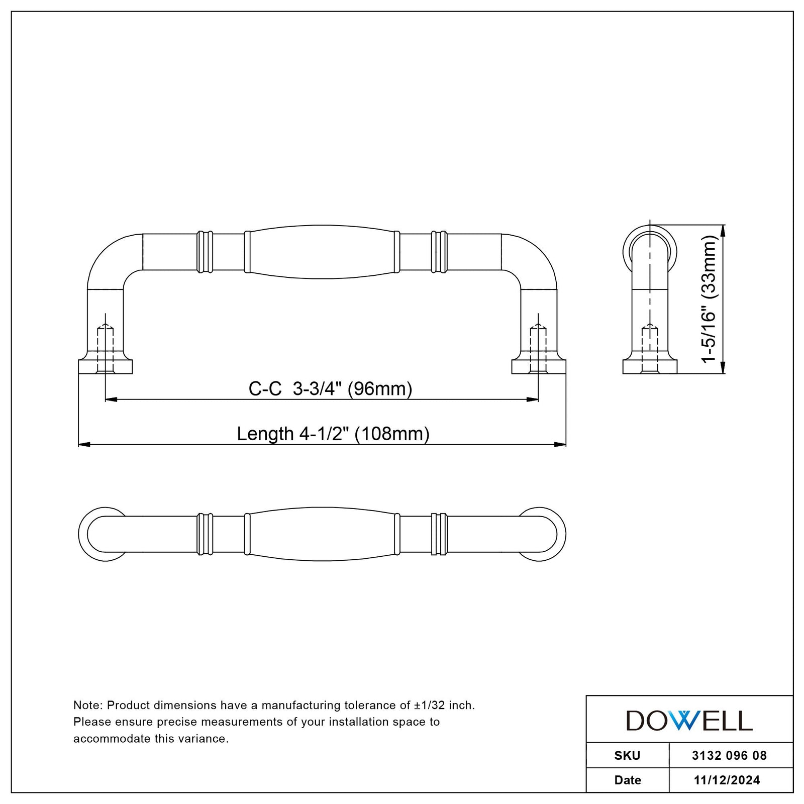 Dowell Cabinet Pulls Handle, Zinc Alloy 3132 Series-10Pack
