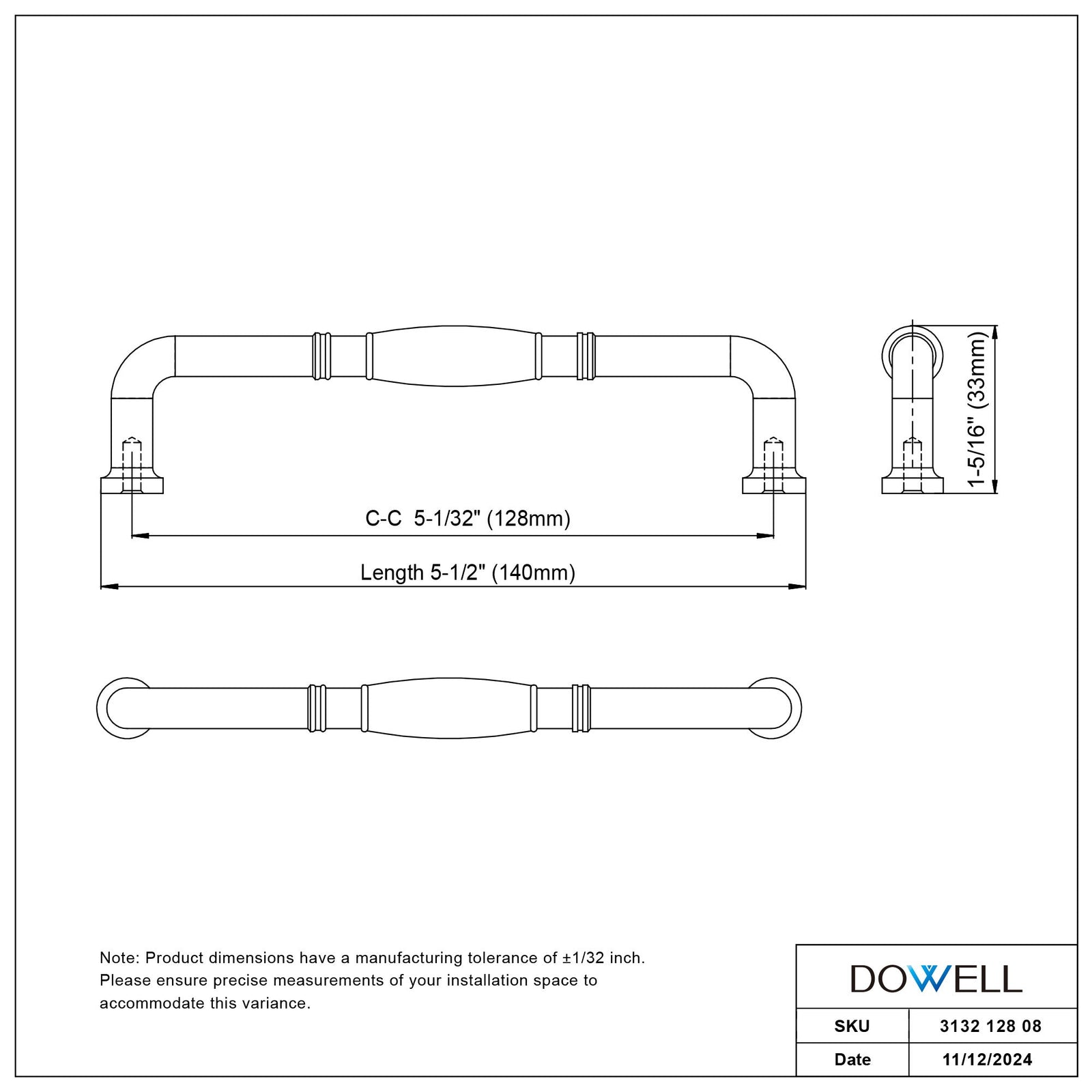 Dowell Cabinet Pulls Handle, Zinc Alloy 3132 Series-10Pack