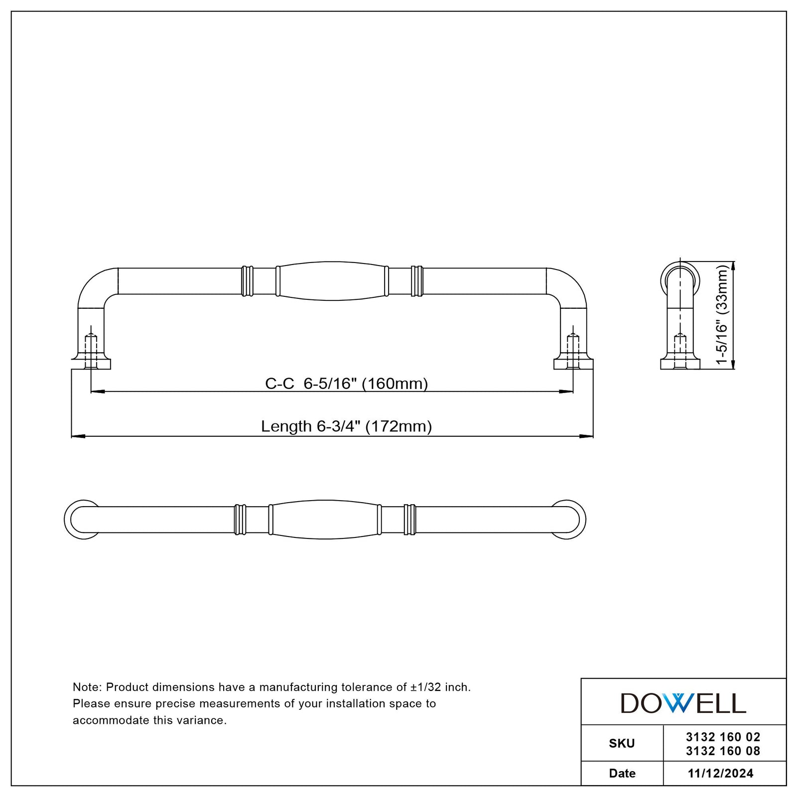 Dowell Cabinet Pulls Handle, Zinc Alloy 3132 Series-10Pack