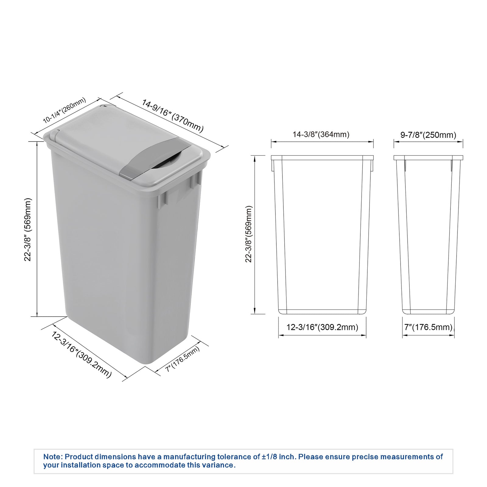 Dowell Gray Plastic Trash Can 50Qt - Durable Garbage Bin with Lid for Kitchen, Office, Home & Commercial Use – Fits Pull-Out Frames
