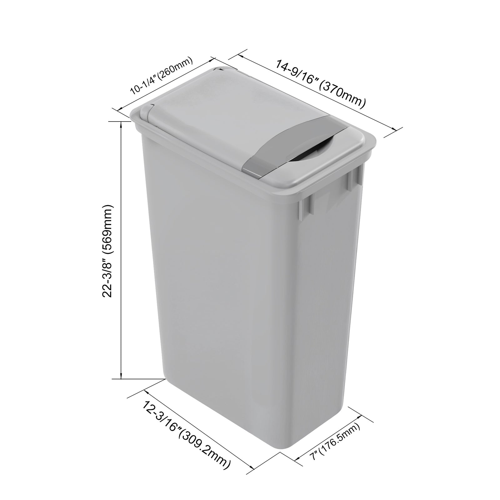 Dowell Gray Plastic Trash Can 50Qt - Durable Garbage Bin with Lid for Kitchen, Office, Home & Commercial Use – Fits Pull-Out Frames