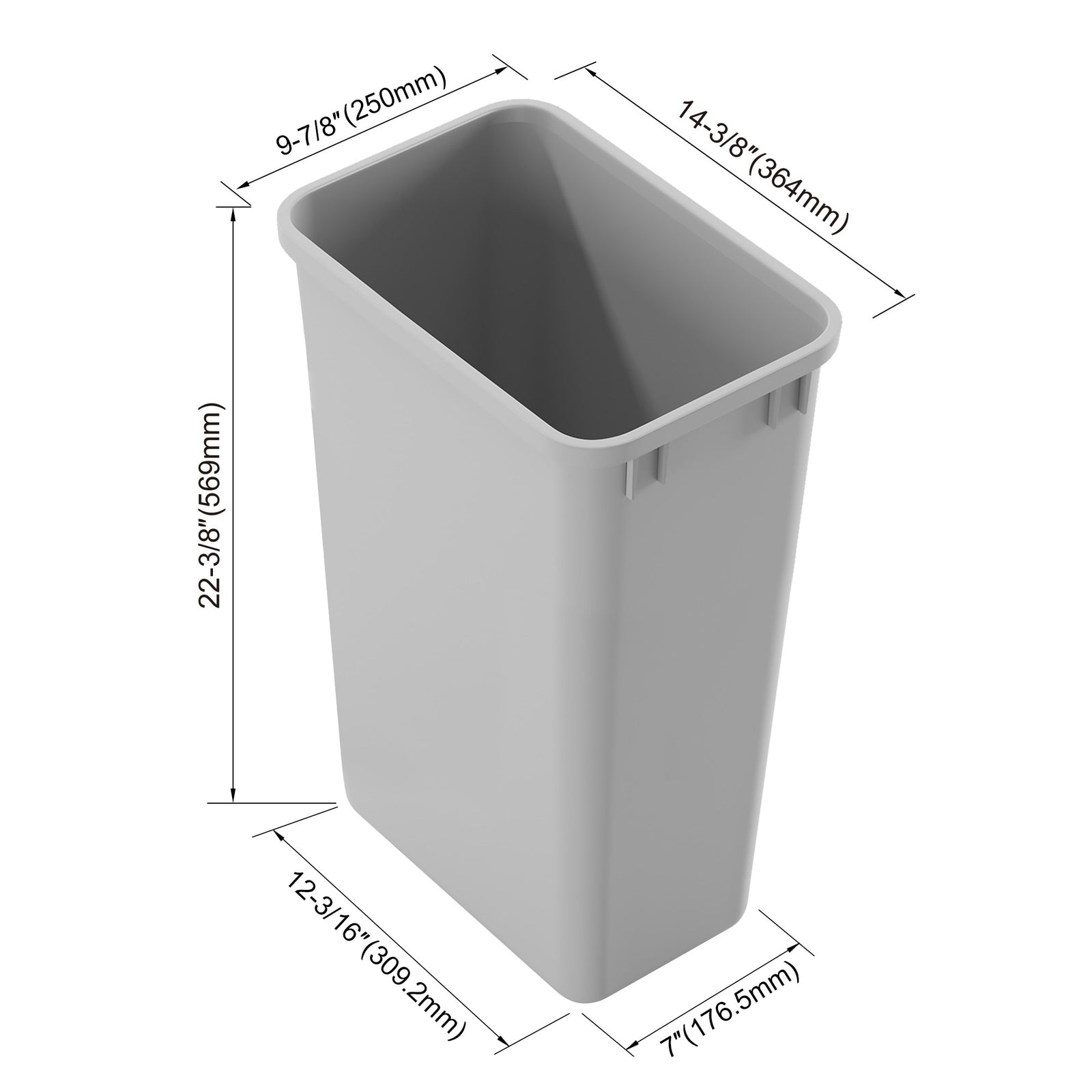 Dowell Gray Plastic Trash Can 50Qt – Durable Garbage Bin for Kitchen, Office, Home & Commercial Use – Fits Pull-Out Frames