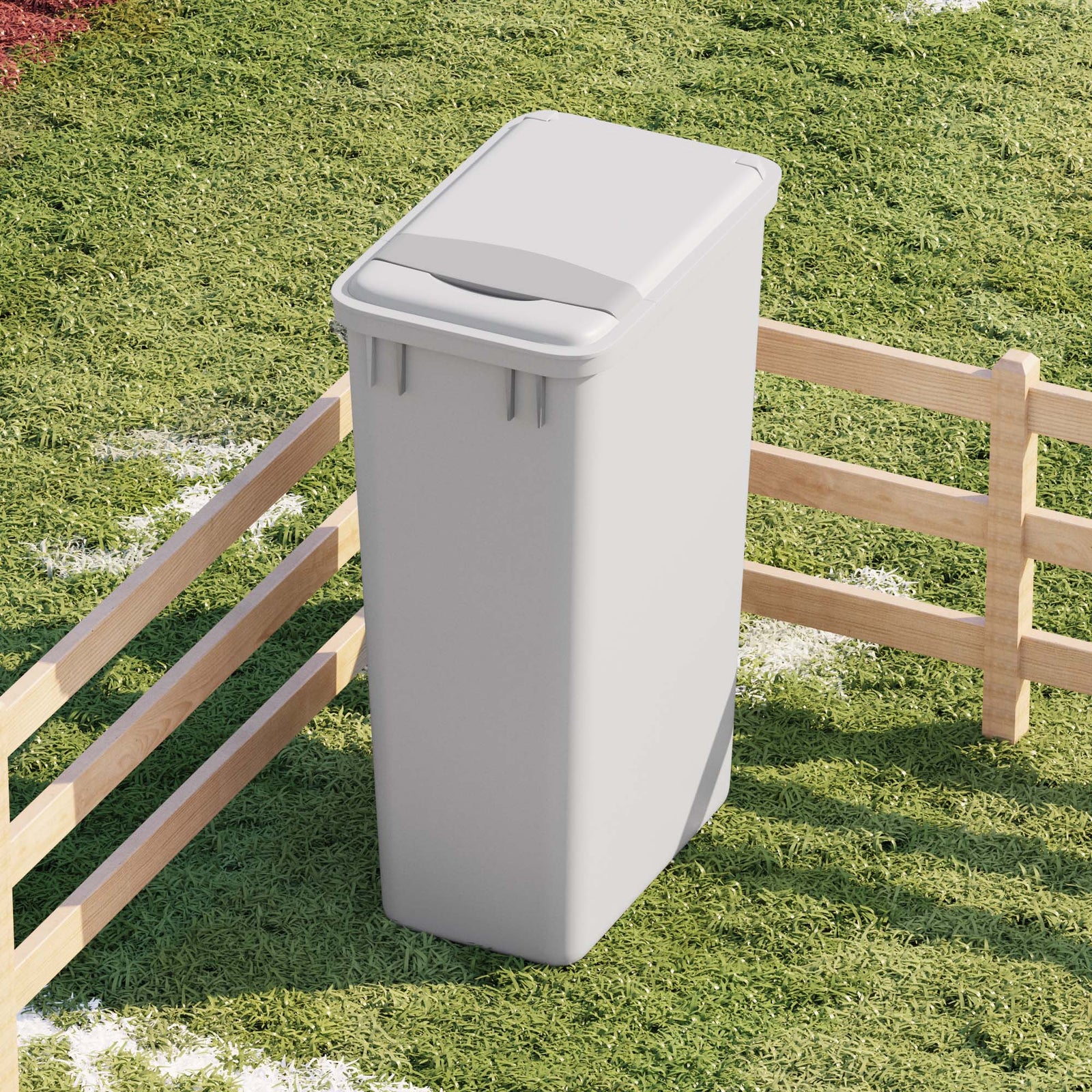 Dowell Gray Plastic Trash Can 50Qt - Durable Garbage Bin with Lid for Kitchen, Office, Home & Commercial Use – Fits Pull-Out Frames
