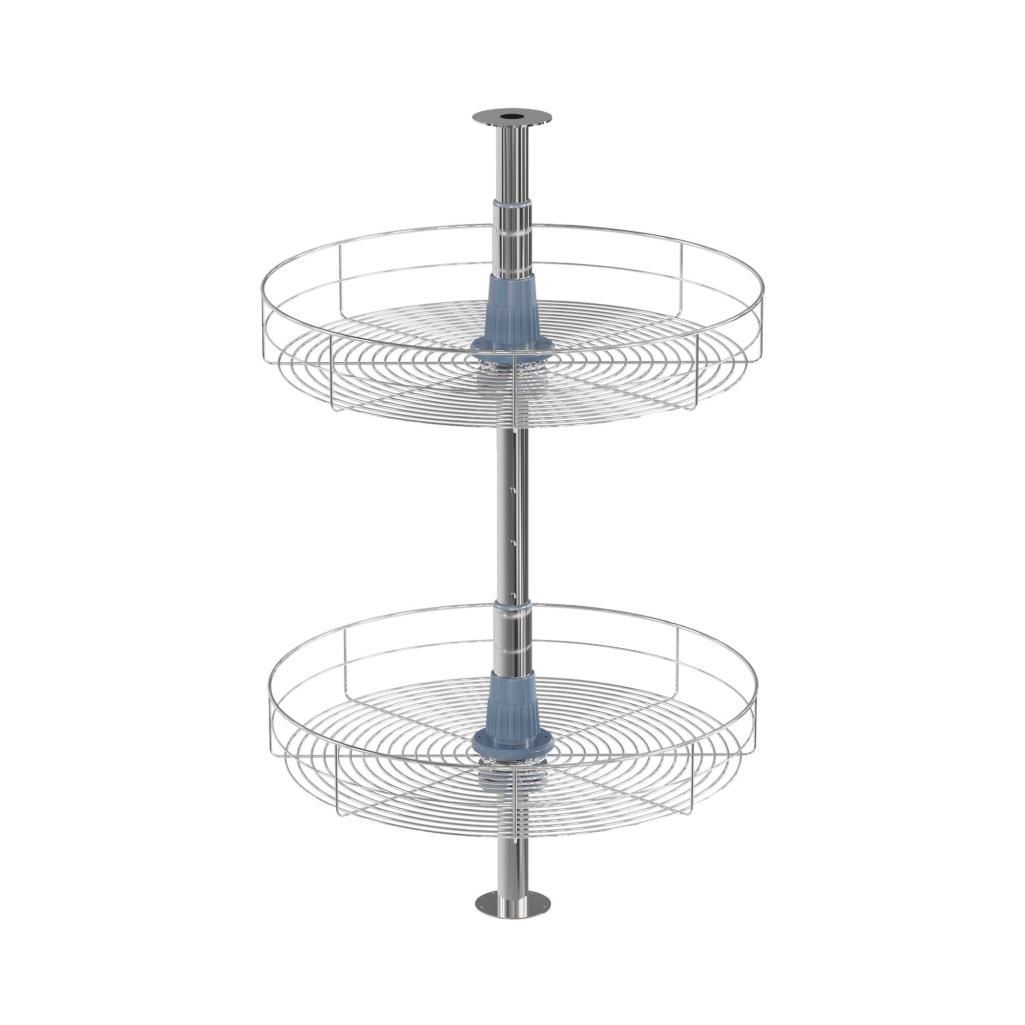 Dowell Lazy Susan - 18" Diameter/Round, 2 Shelves, Kitchen Wall Corner Cabinet Organizer, Chrome - 4001 360D Series