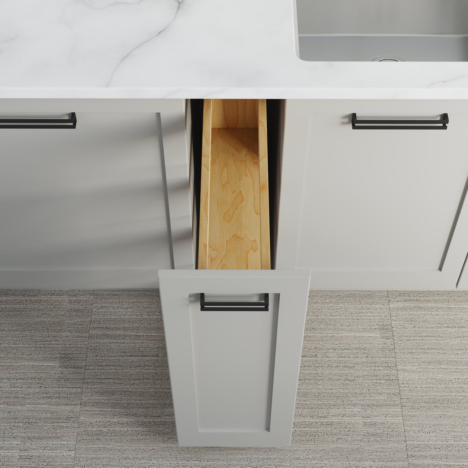 Dowell Base Pullout Spice Organizer with Adjustable Shelves for Base Kitchen Cabinet - 5