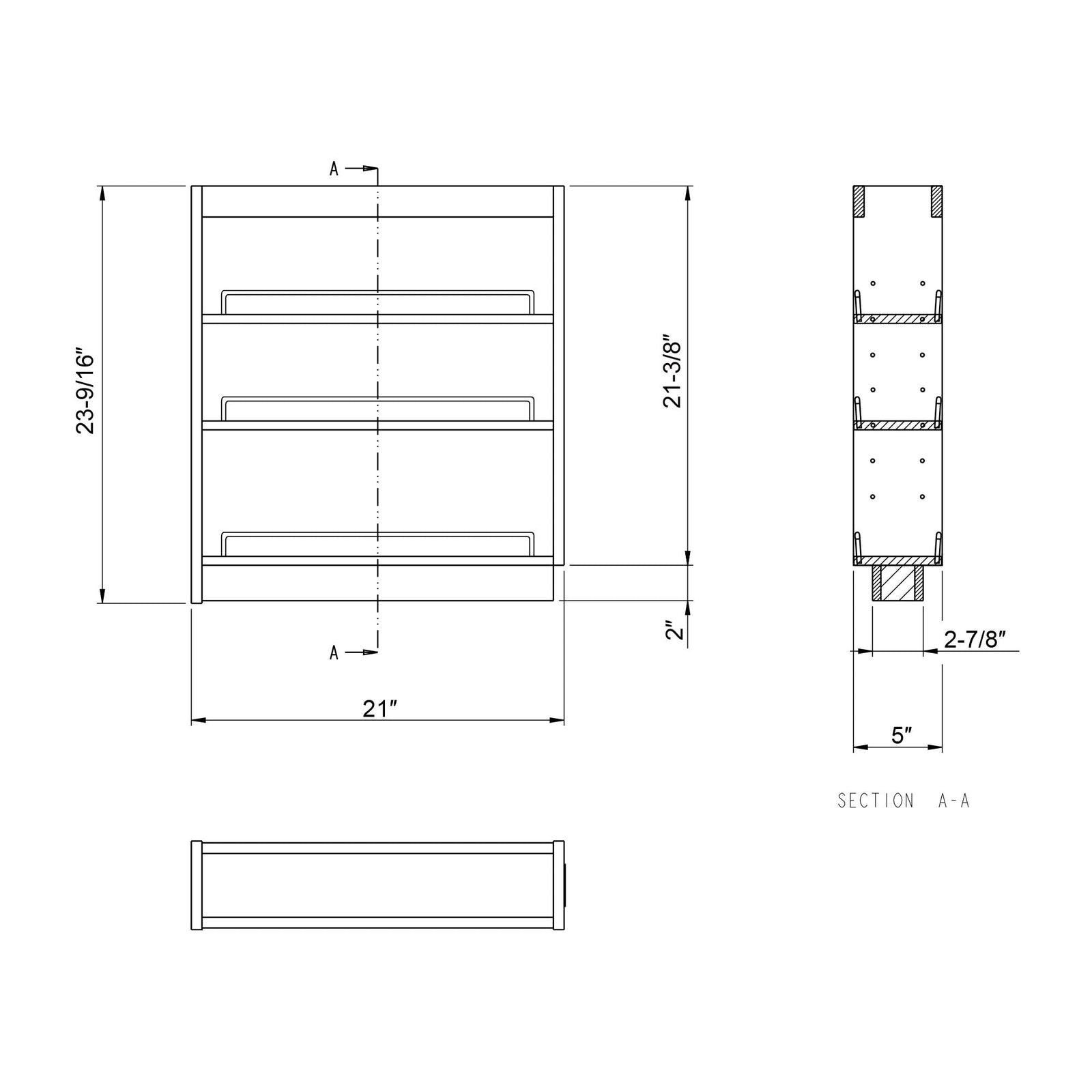 Dowell Base Pullout Spice Organizer with Adjustable Shelves for Base Kitchen Cabinet - 5