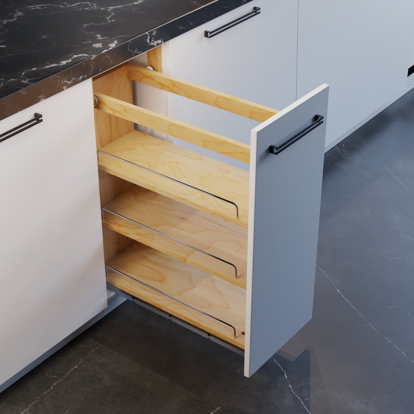 Dowell Base Pullout Spice Organizer with Adjustable Shelves for Base Kitchen Cabinet - 5