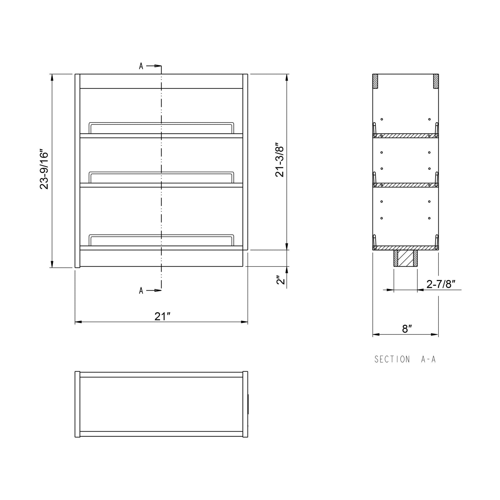 Dowell Base Pullout Spice Organizer with Adjustable Shelves for Base Kitchen Cabinet - 5