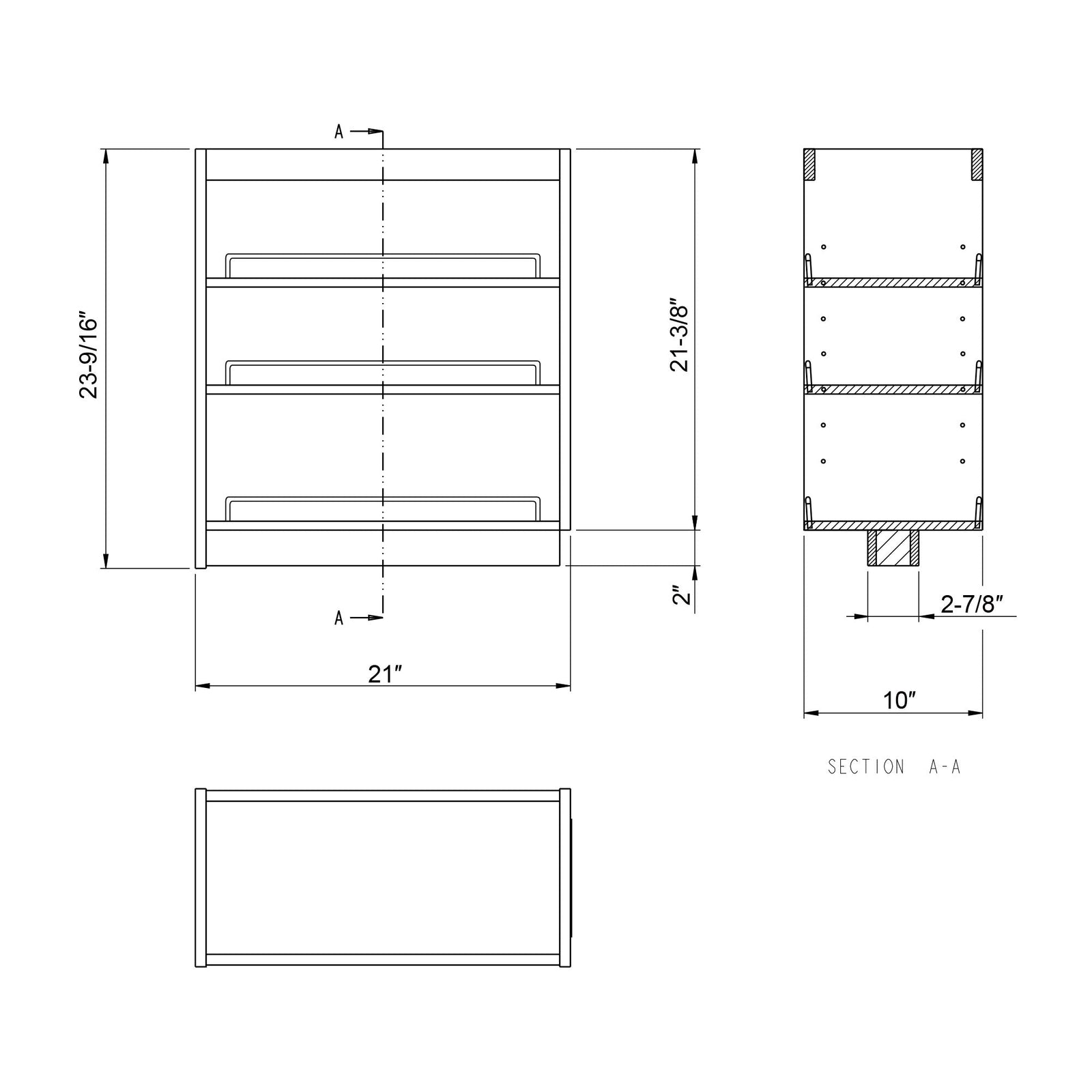 Dowell Base Pullout Spice Organizer with Adjustable Shelves for Base Kitchen Cabinet - 5