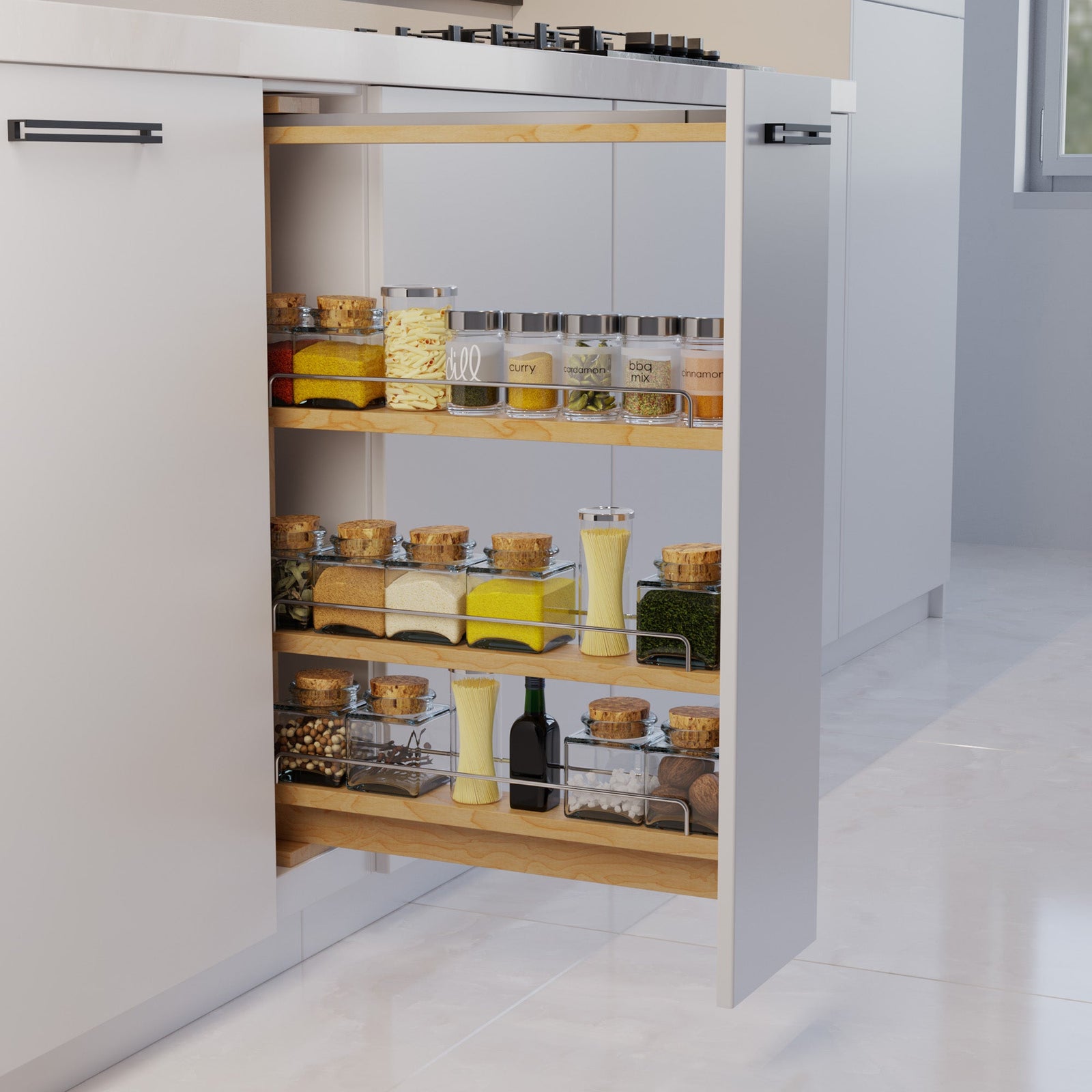 Dowell Base Filler Pullout Organizer with Adjustable Shelves - 3' Wide or 6