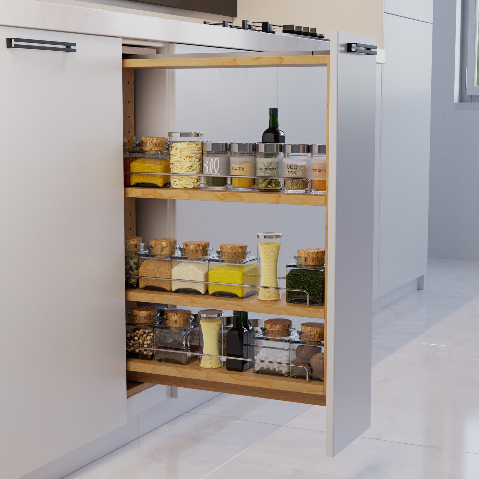 Dowell Base Filler Pullout Organizer with Adjustable Shelves - 3' Wide or 6