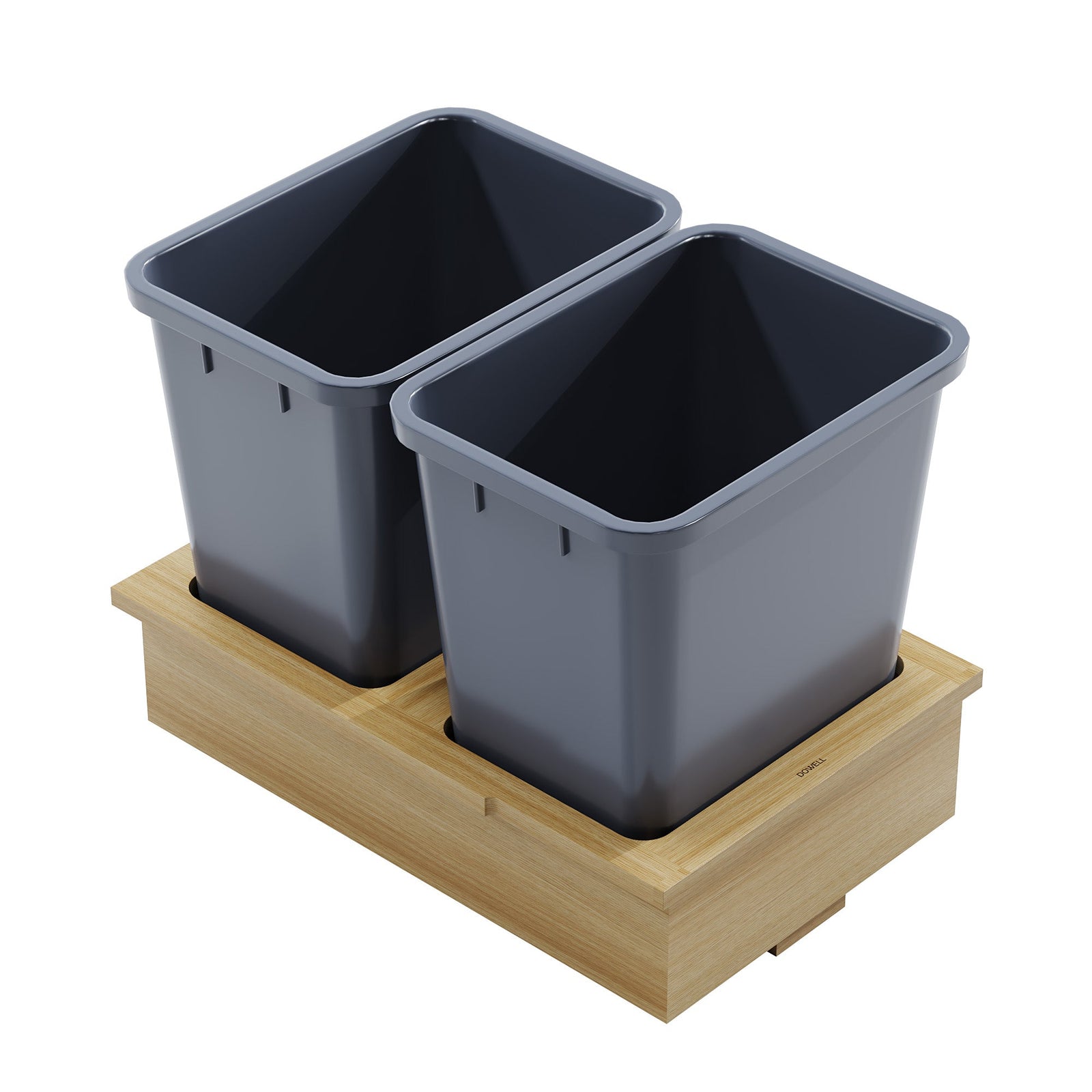Dowell Base Cabinet Wastebasket Wooden Pullout with One or Two 20 Quart/5 Gallon Grey Plastic Bins - 4006 Series