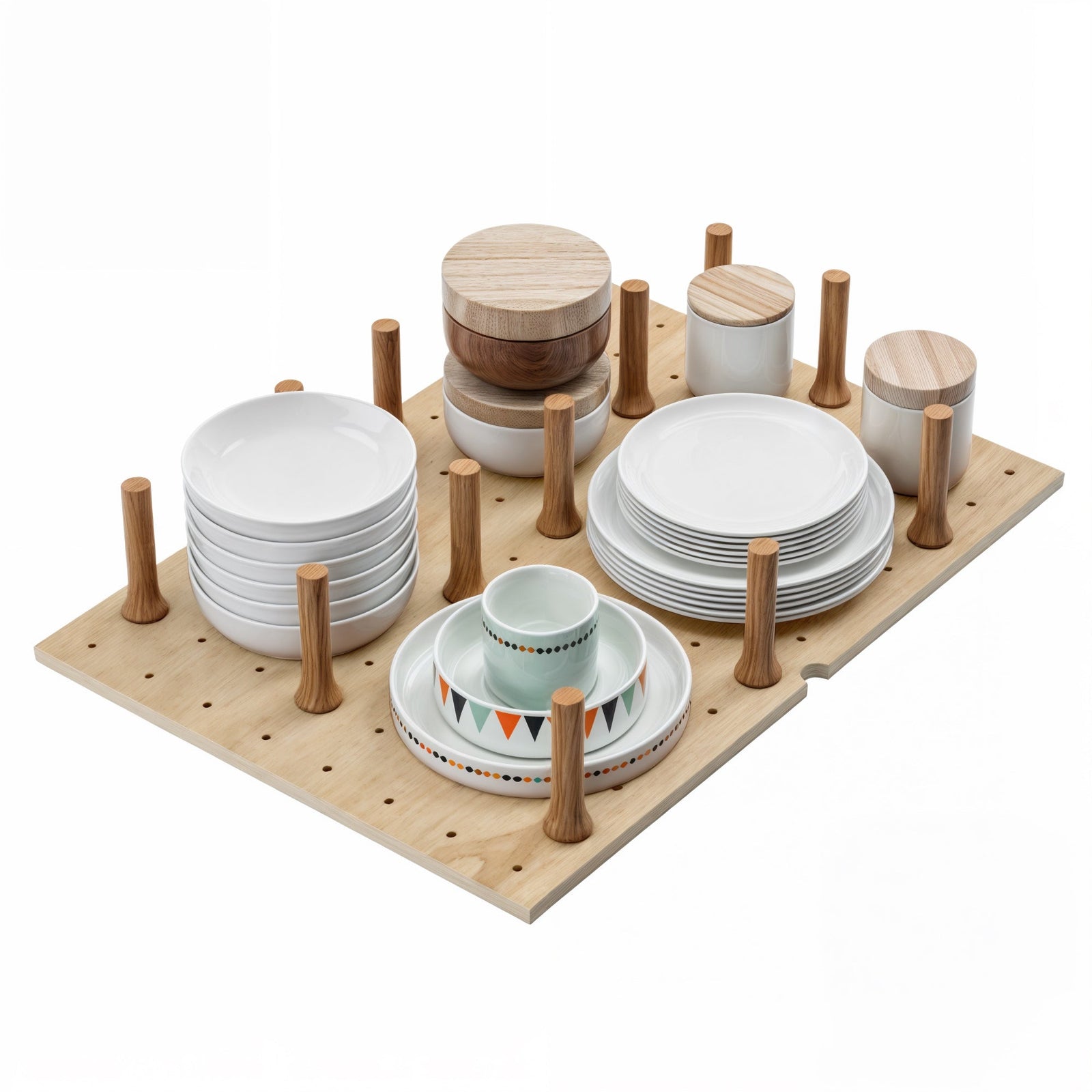 Dowell Kitchen Wood Pegboard Drawer Organizer ¡°(Pot, Pan & Plate Storage System, 24
