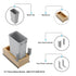 Dowell 15" Single Pull Out Wood Waste Container with Full Extension Soft-Close Slides, Bottom Mount