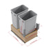 Dowell 18" Double Pull Out Wood Waste Container with Full Extension Soft-Close Slides, Bottom Mount