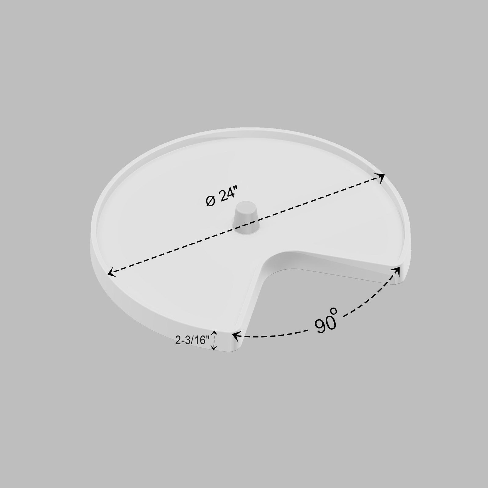 Dowell 2-Tier Lazy Susan - Kidney Shape for Corner Base Cabinets, Plastic Shelves, Swivel, White - 4011 270 Series