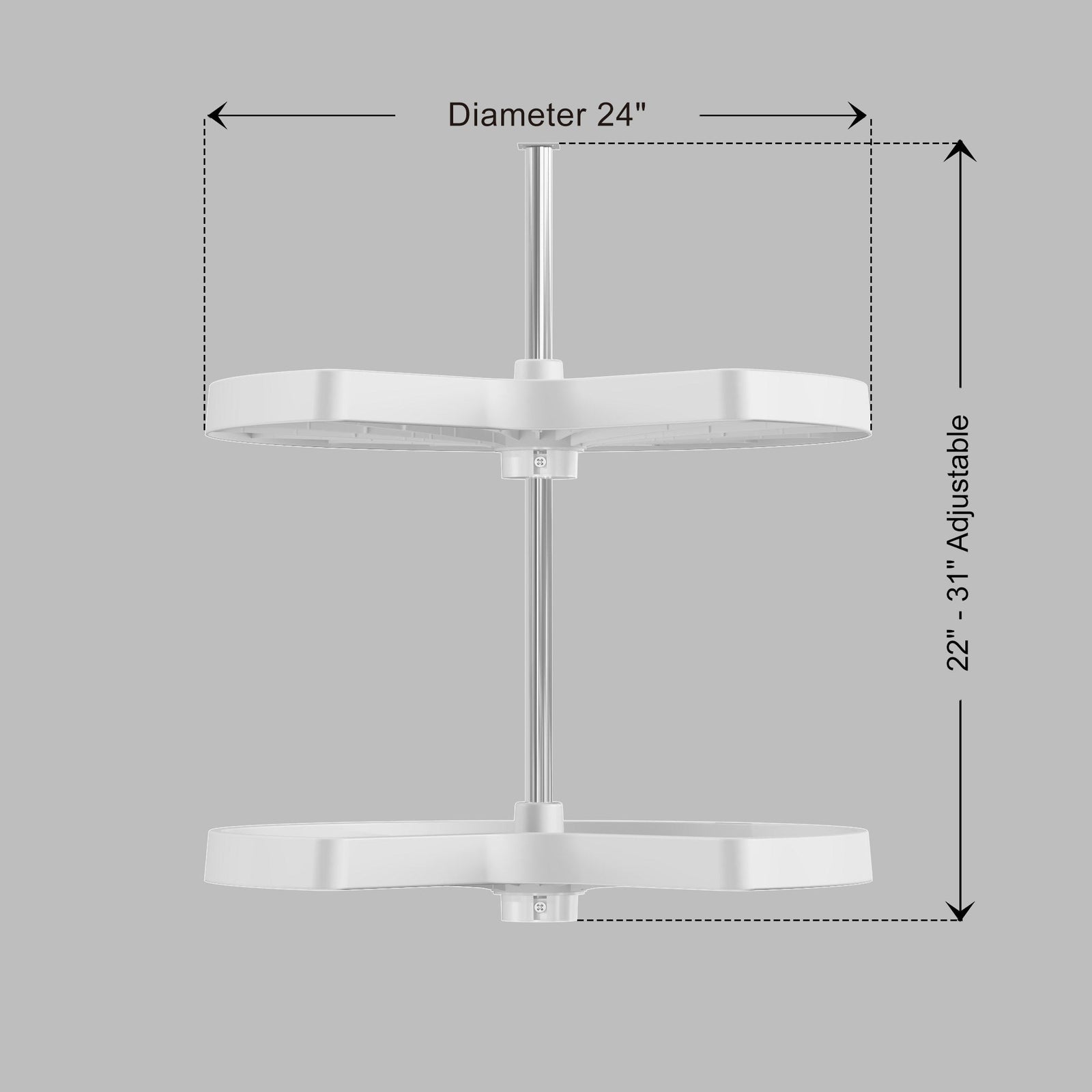 Dowell 2-Tier Lazy Susan - Kidney Shape for Corner Base Cabinets, Plastic Shelves, Swivel, White - 4011 270 Series