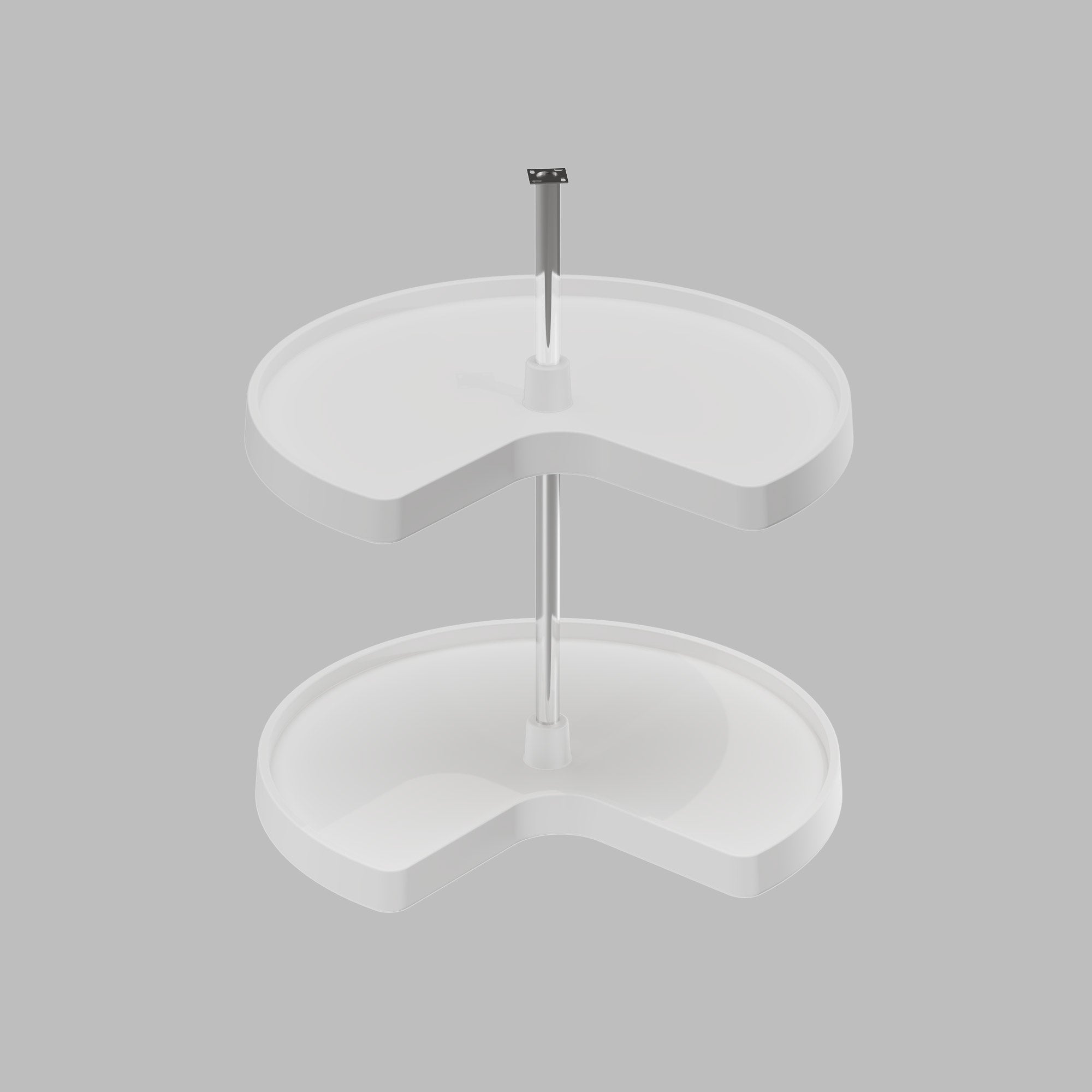 Dowell 2-Tier Lazy Susan - Kidney Shape for Corner Base Cabinets, Plastic Shelves, Swivel, White - 4011 270 Series