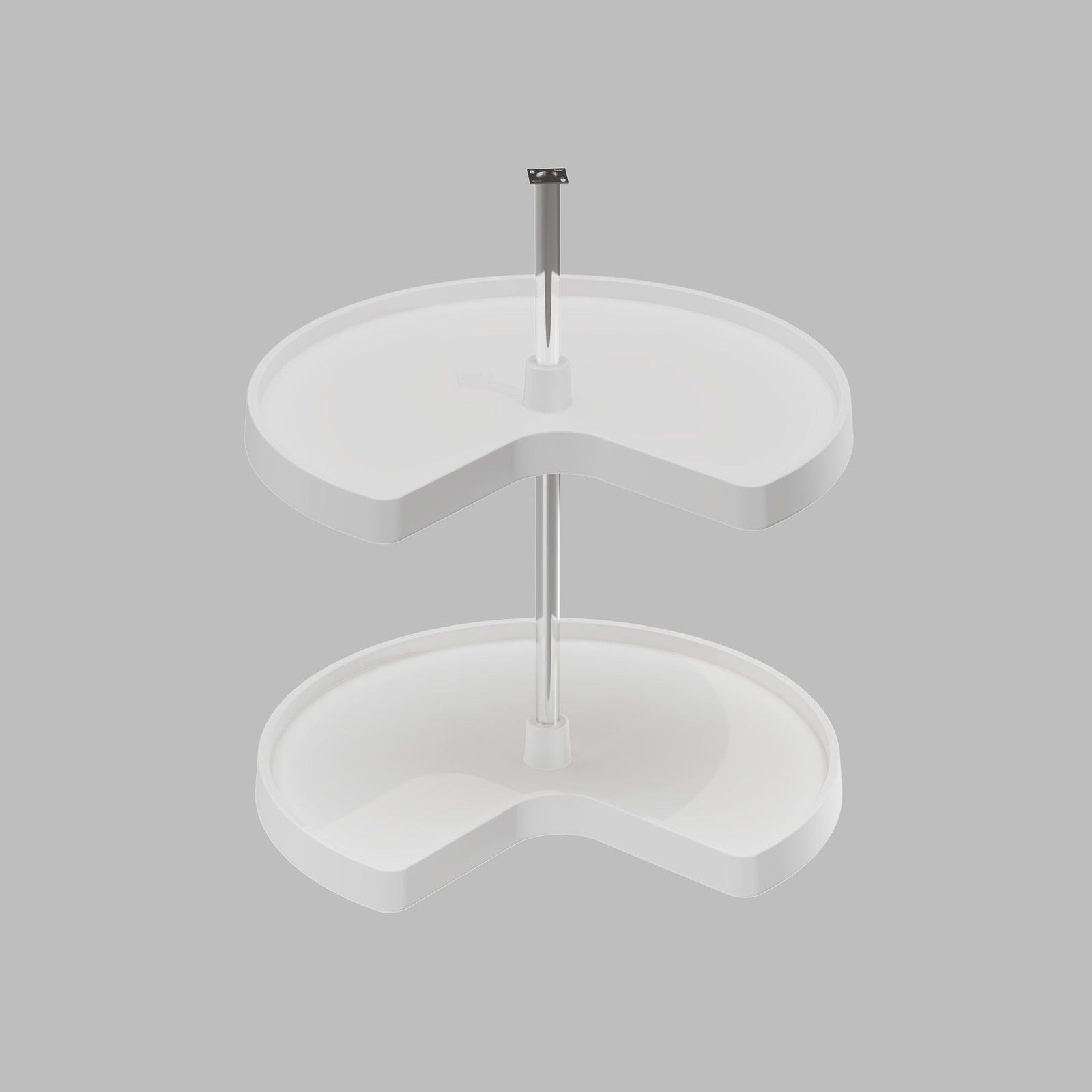 Dowell 2-Tier Lazy Susan - Kidney Shape for Corner Base Cabinets, Plastic Shelves, Swivel, White - 4011 270 Series