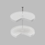 Dowell 2-Tier Lazy Susan - Kidney Shape for Corner Base Cabinets, Plastic Shelves, Swivel, White - 4011 270 Series